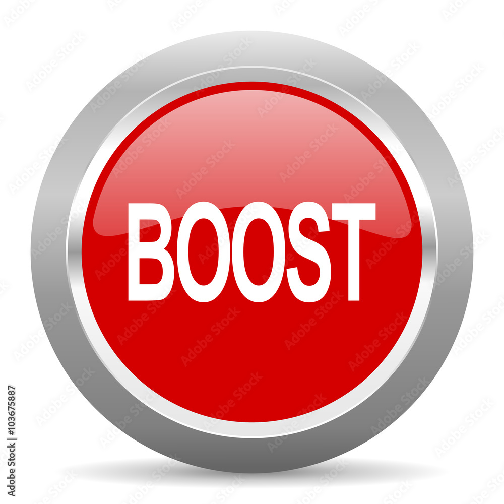 boost red metallic chrome web circle glossy icon boost red metallic chrome web circle glossy icon