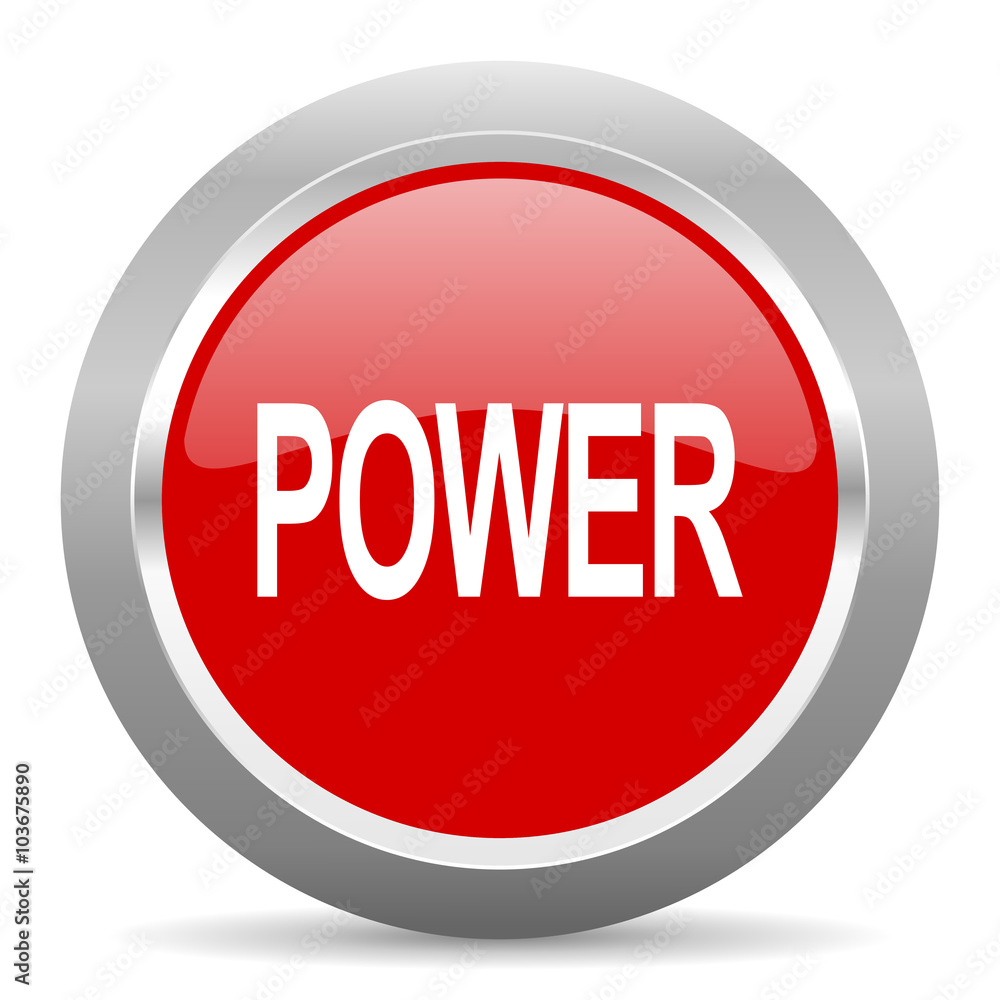 power red metallic chrome web circle glossy icon power red metallic chrome web circle glossy icon