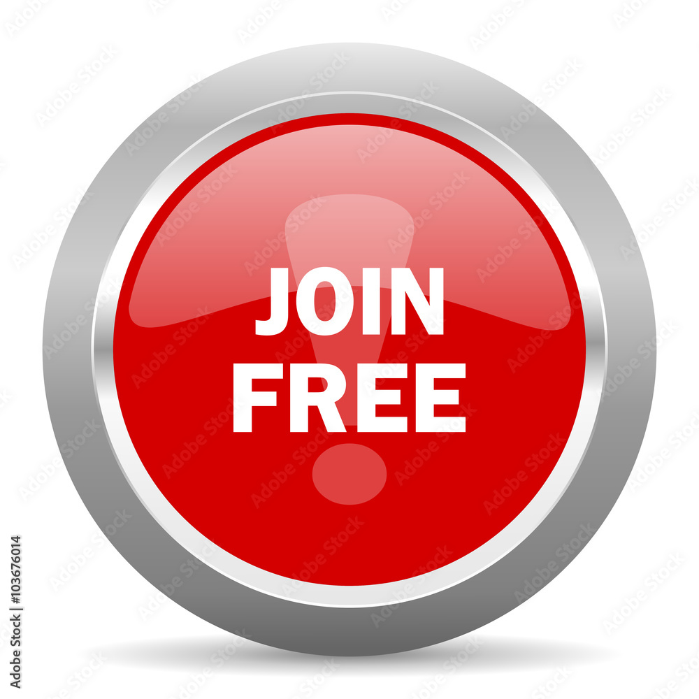 join free red metallic chrome web circle glossy icon join free red metallic chrome web circle glossy icon