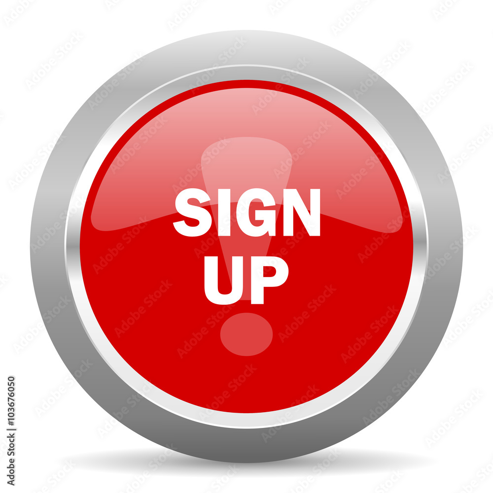sign up red metallic chrome web circle glossy icon sign up red metallic chrome web circle glossy icon