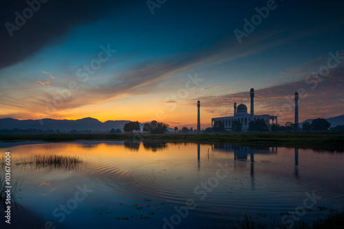Sunrise of Central Mosque in Thailand