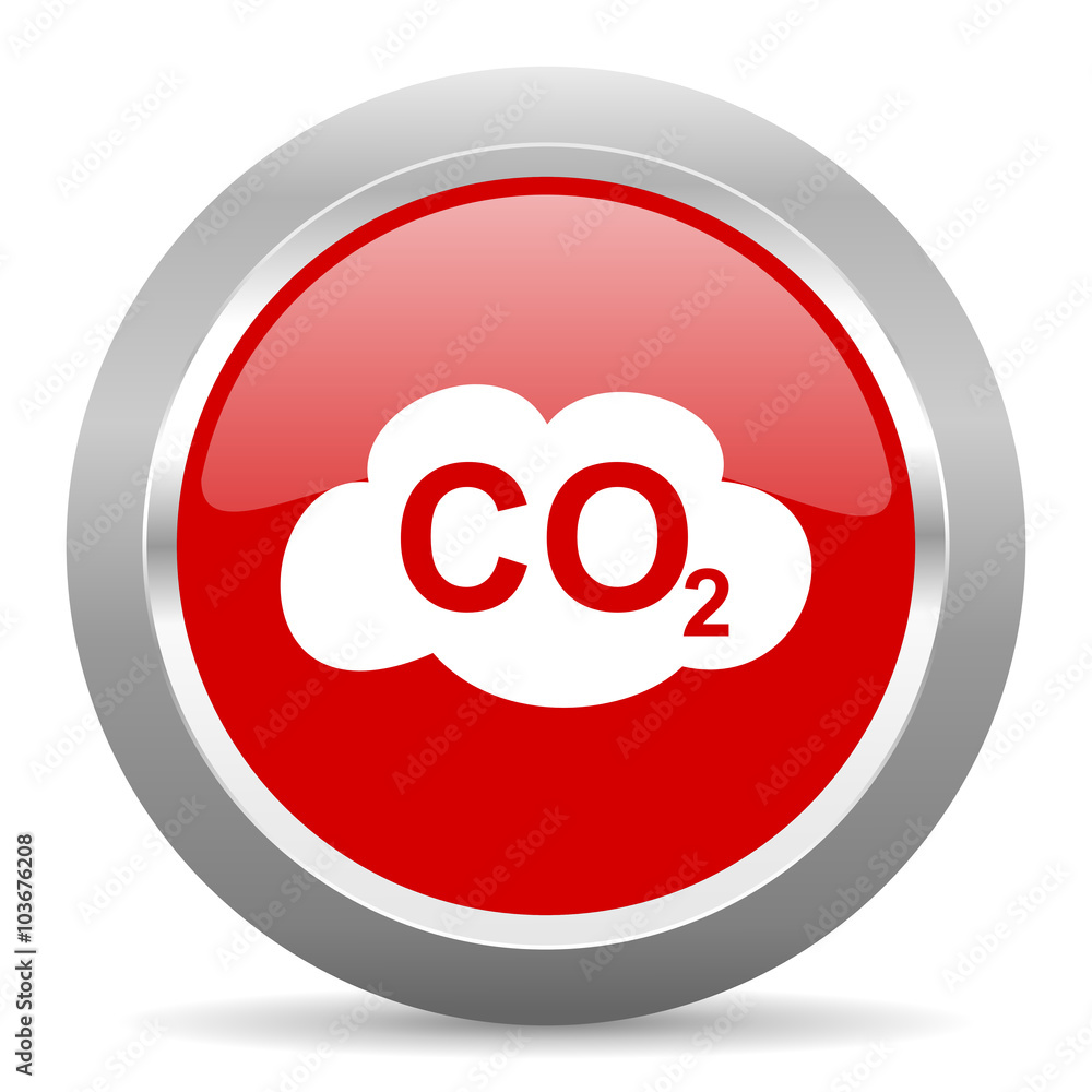 carbon dioxide red metallic chrome web circle glossy icon carbon dioxide red metallic chrome web circle glossy icon