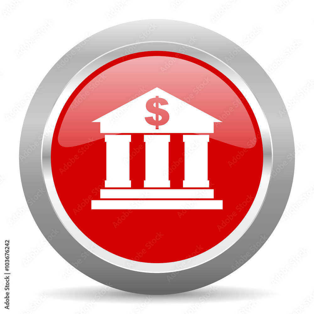 bank red metallic chrome web circle glossy icon bank red metallic chrome web circle glossy icon