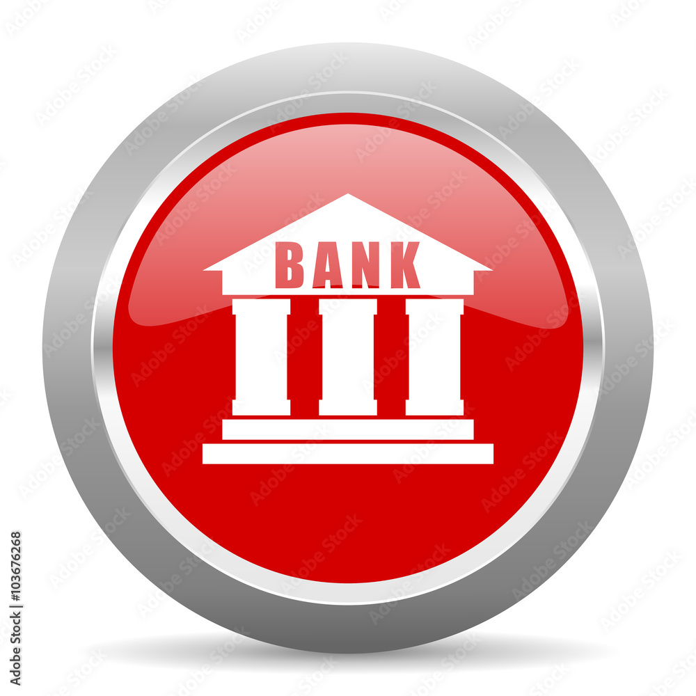 bank red metallic chrome web circle glossy icon bank red metallic chrome web circle glossy icon