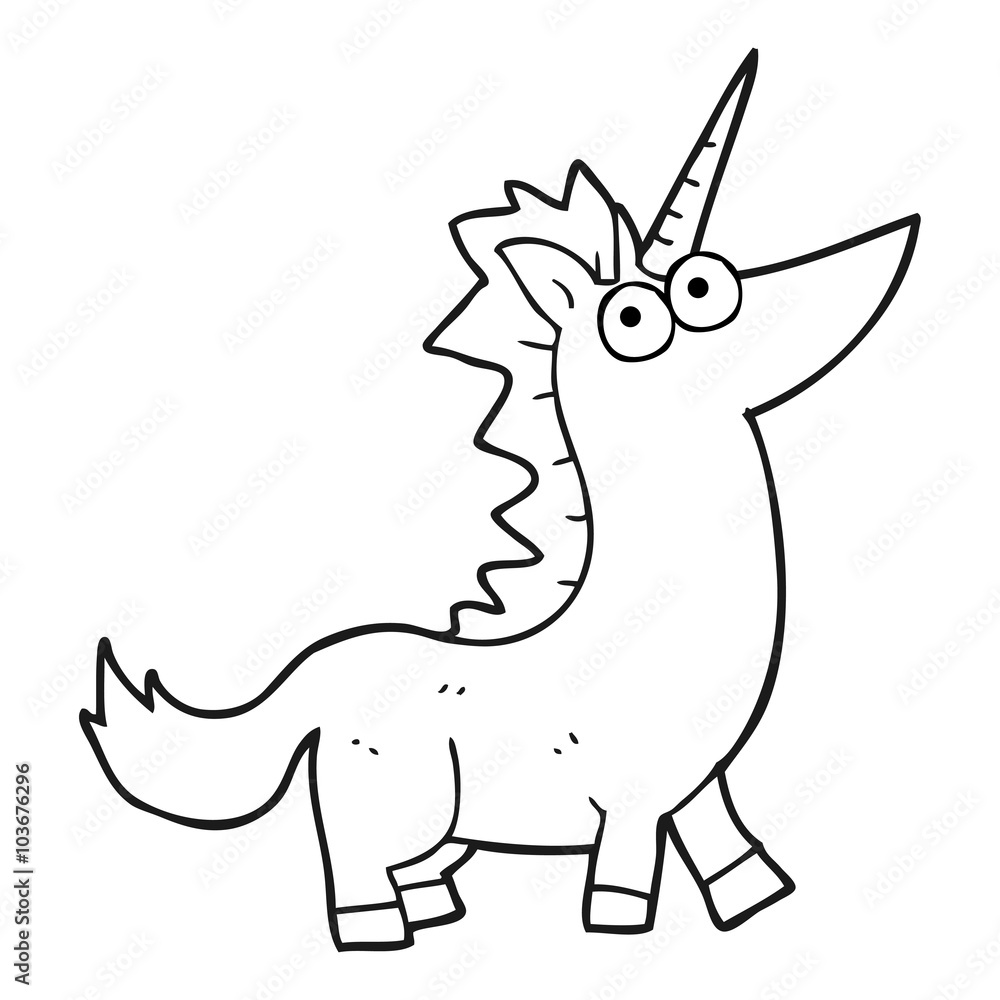 black and white cartoon unicorn black and white cartoon unicorn