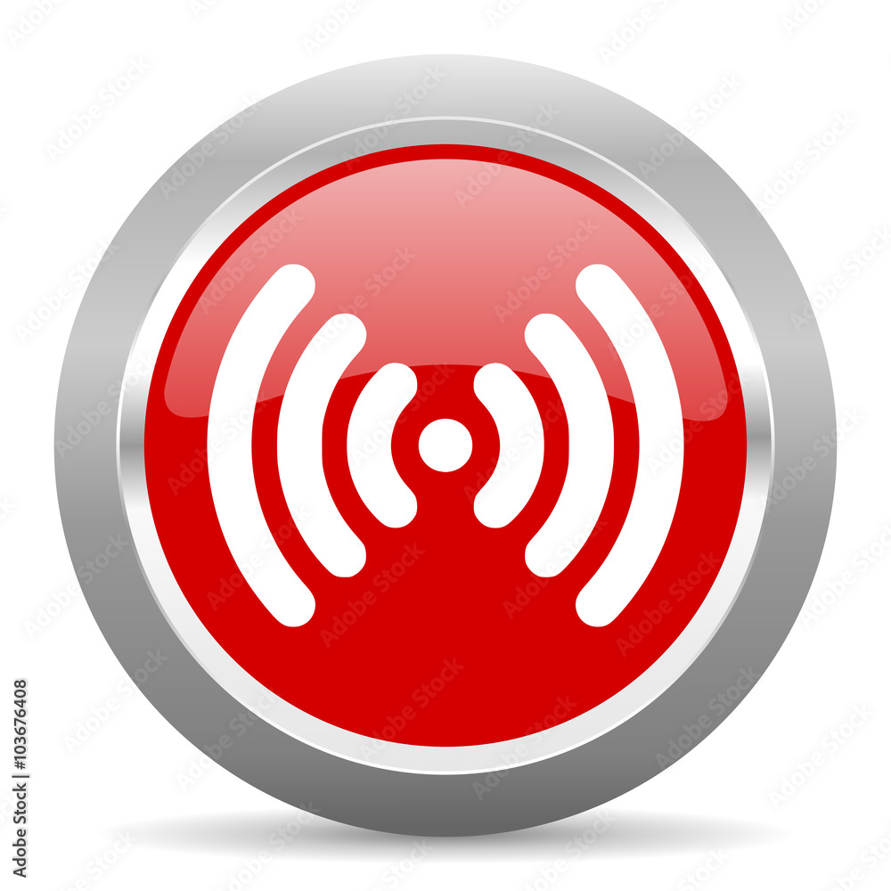 wifi red metallic chrome web circle glossy icon wifi red metallic chrome web circle glossy icon