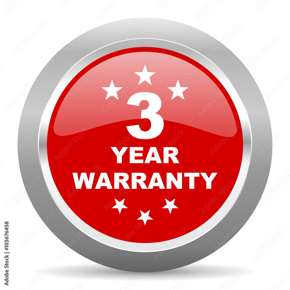 warranty guarantee 3 year red metallic chrome web circle glossy icon warranty guarantee 3 year red metallic chrome web circle glossy icon