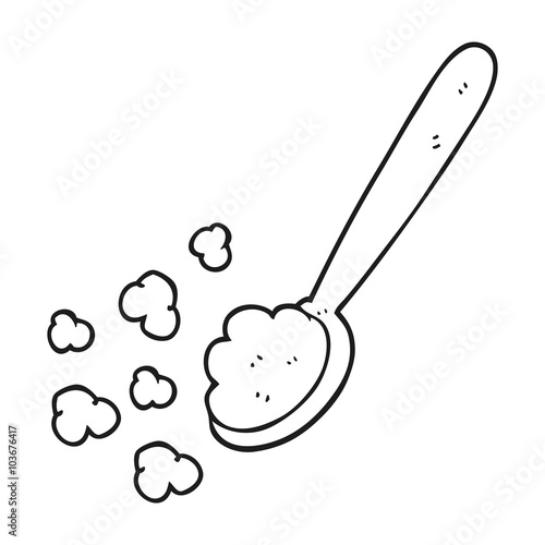 black and white cartoon spoonful of food