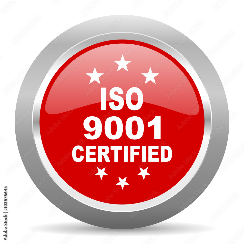 iso 9001 red metallic chrome web circle glossy icon iso 9001 red metallic chrome web circle glossy icon