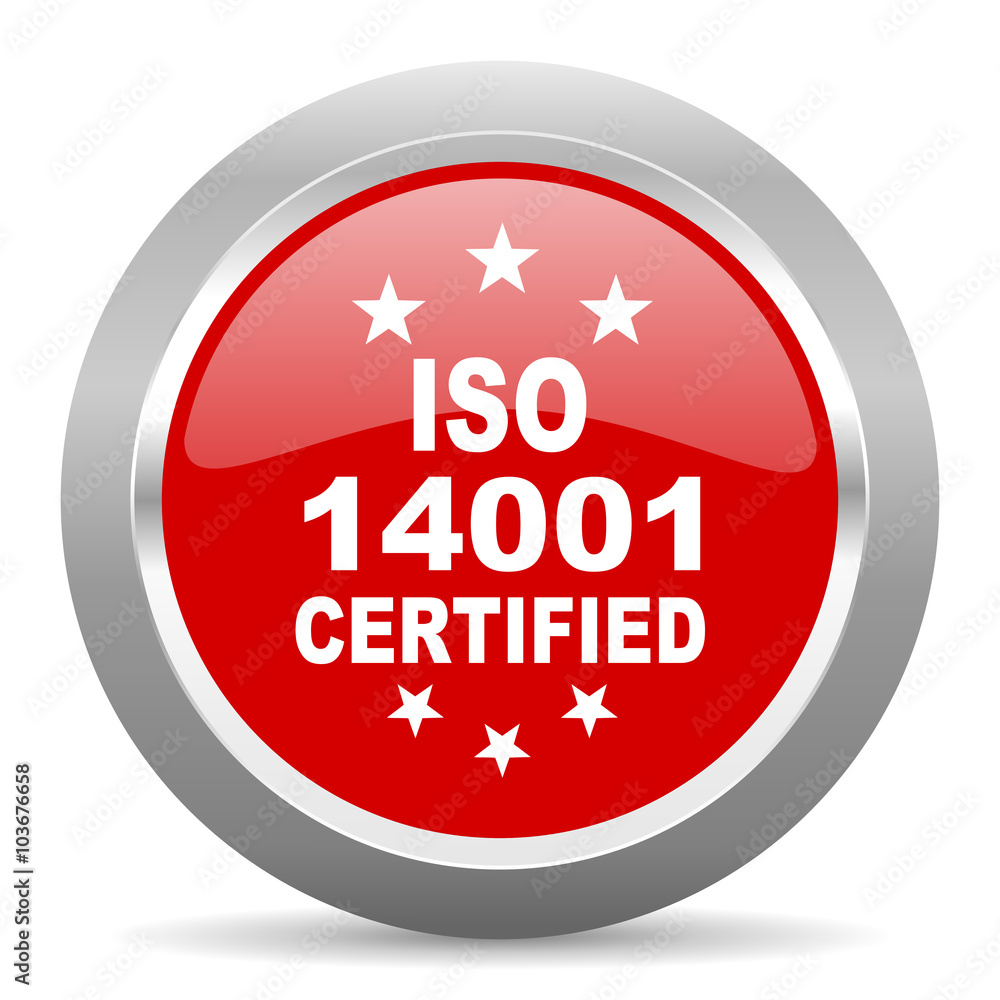 iso 14001 red metallic chrome web circle glossy icon iso 14001 red metallic chrome web circle glossy icon