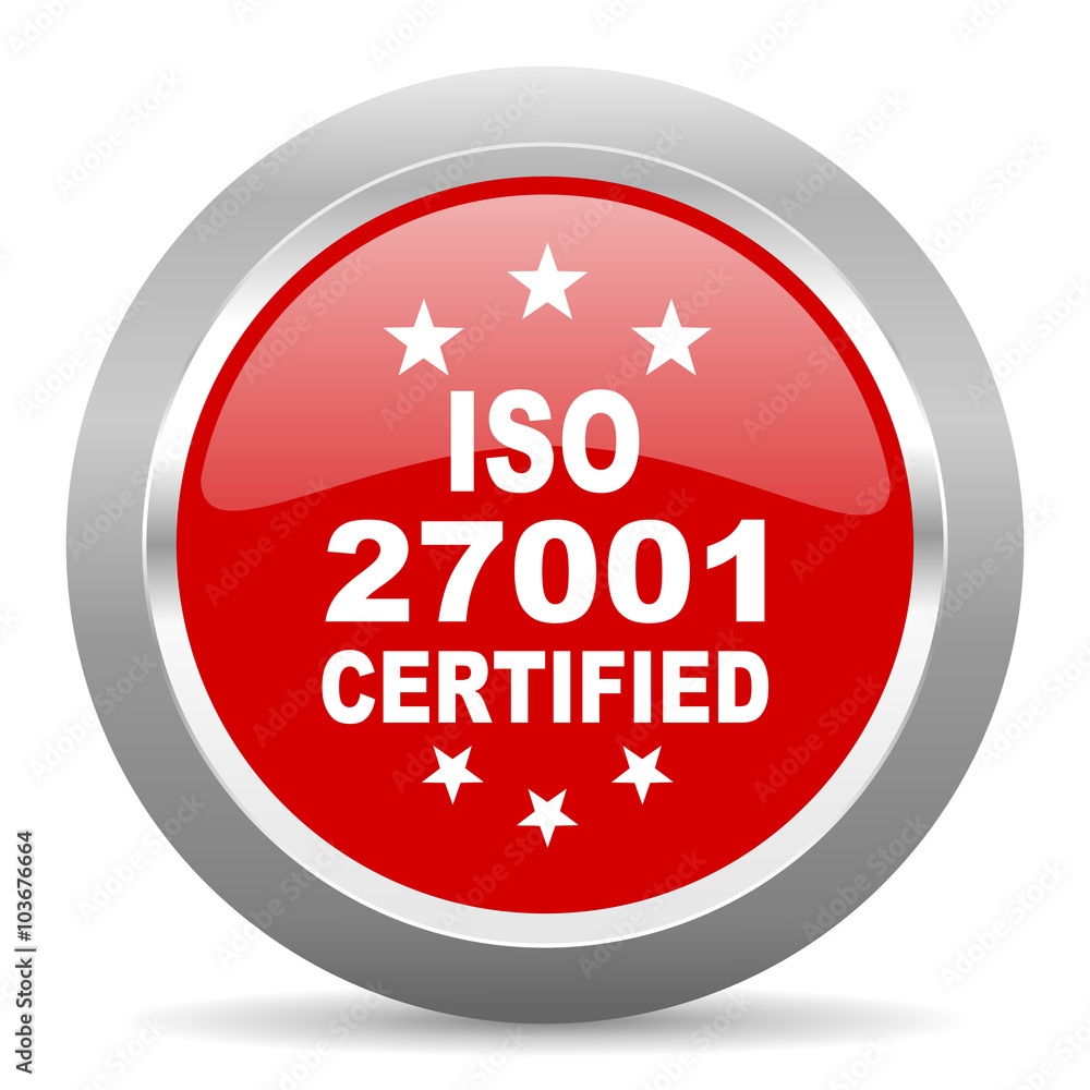 iso 27001 red metallic chrome web circle glossy icon iso 27001 red metallic chrome web circle glossy icon