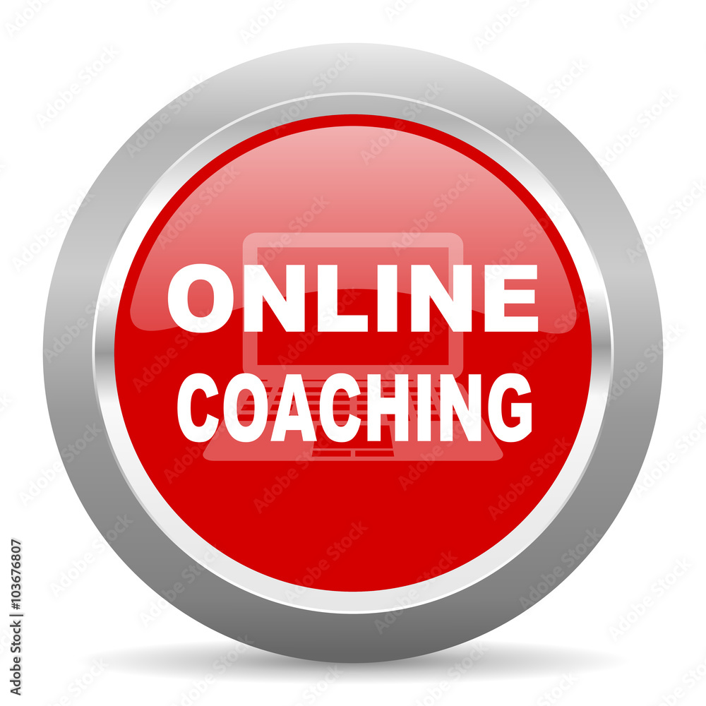 online coaching red metallic chrome web circle glossy icon online coaching red metallic chrome web circle glossy icon