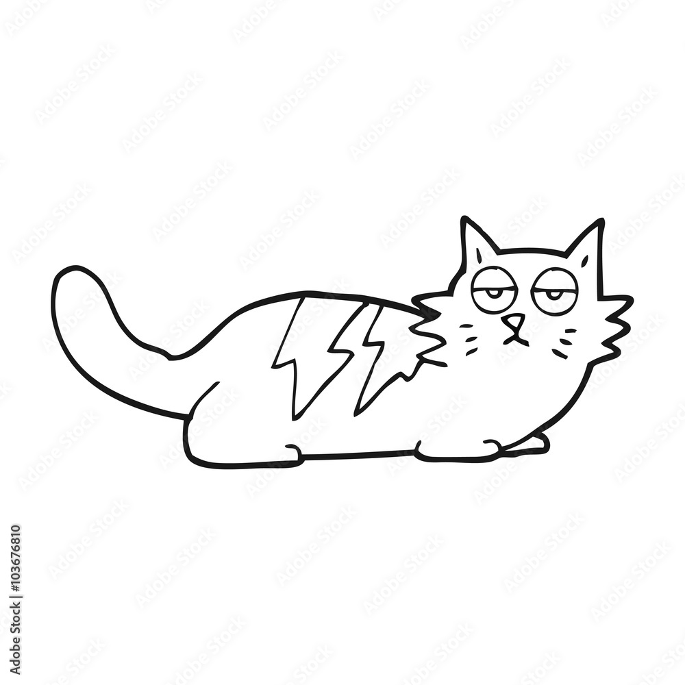 Fototapeta premium black and white cartoon cat