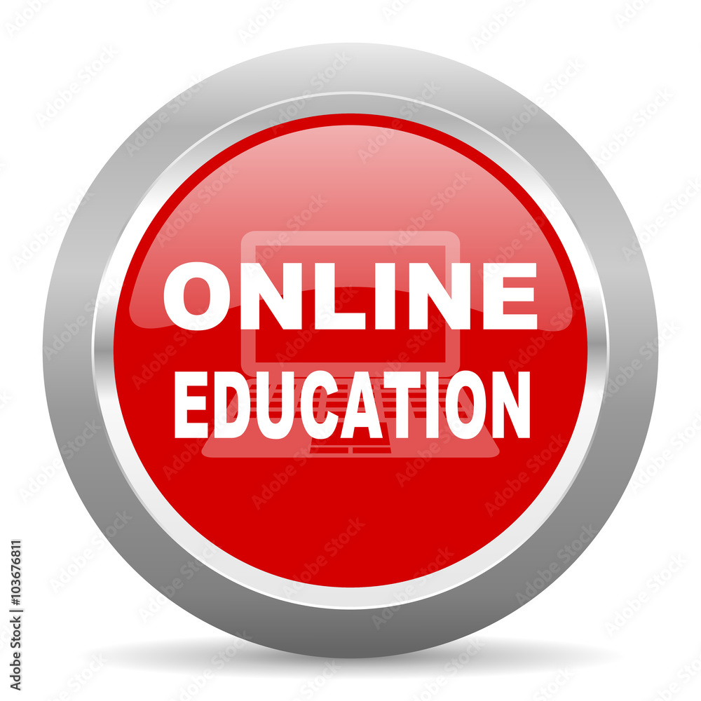 online education red metallic chrome web circle glossy icon online education red metallic chrome web circle glossy icon
