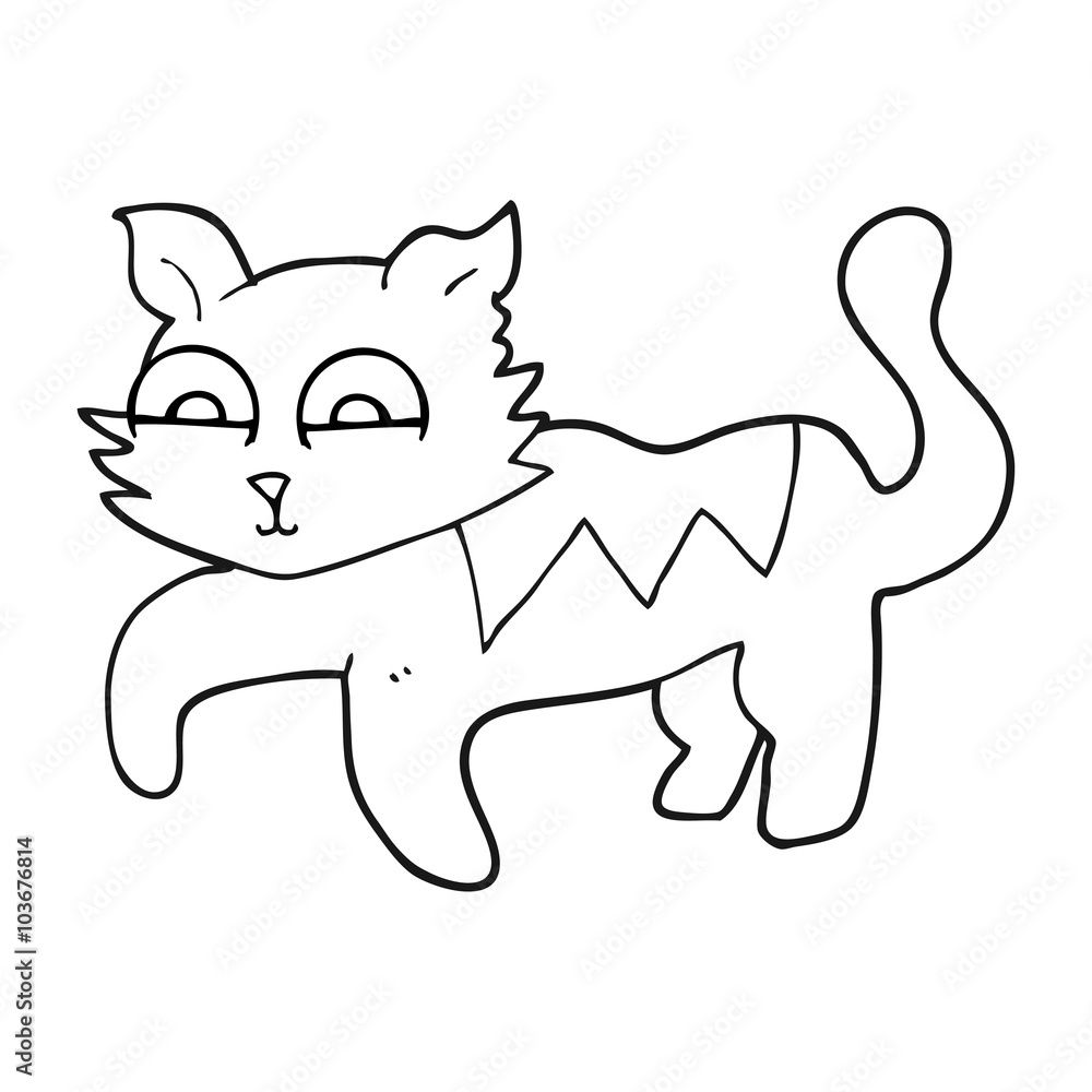 black and white cartoon cat black and white cartoon cat