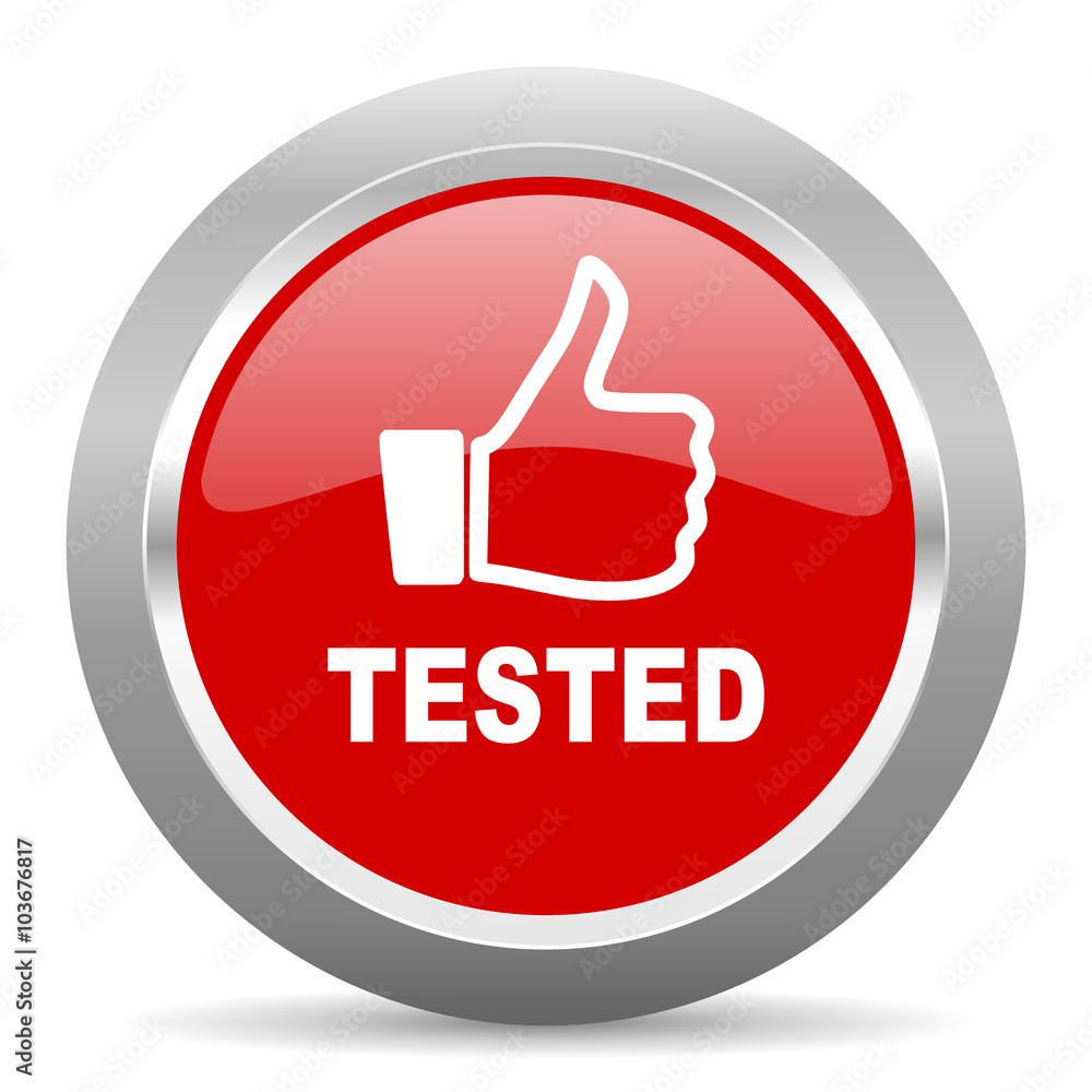 tested red metallic chrome web circle glossy icon tested red metallic chrome web circle glossy icon