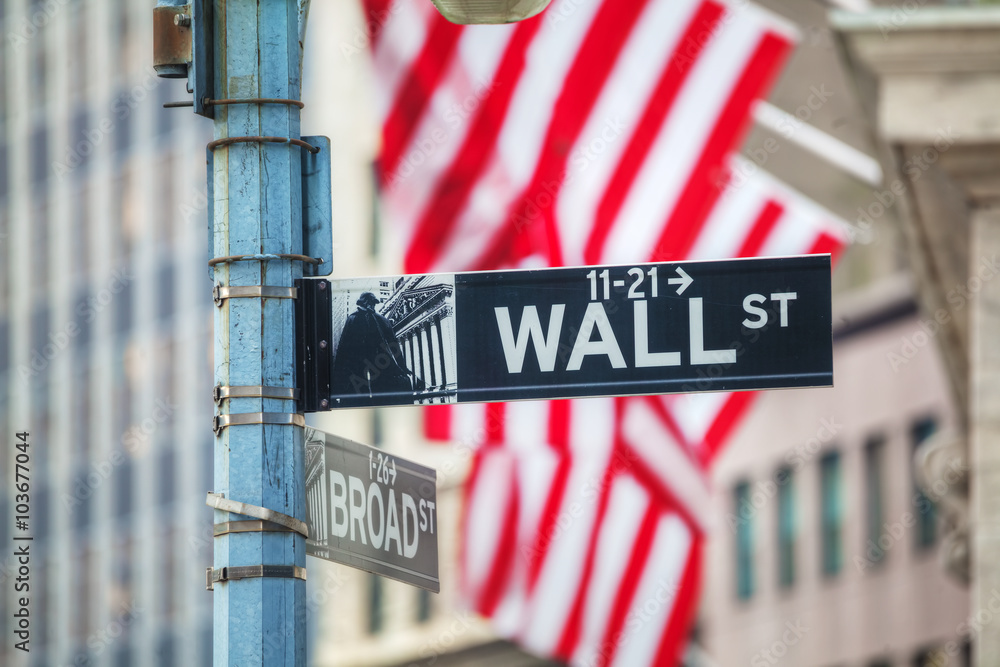 Wall street sign in New York City