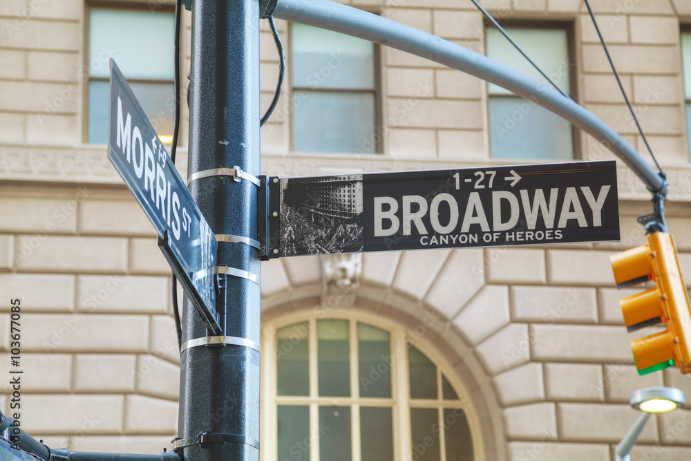 Wall street sign in New York City