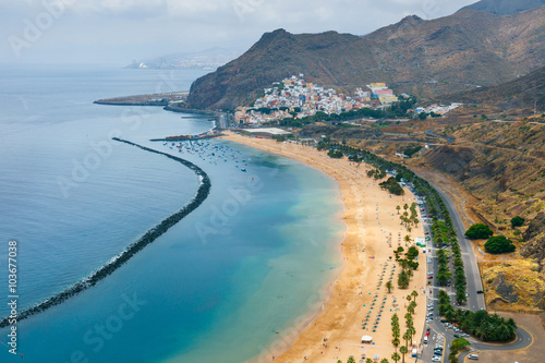 Famous beach Playa de las Teresitas,Tenerife, Canary islands, Sp