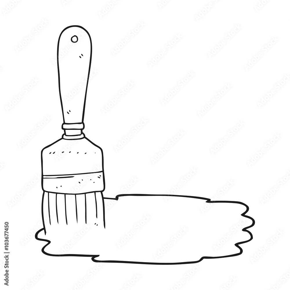 black and white cartoon paint brush Stock Vector | Adobe Stock