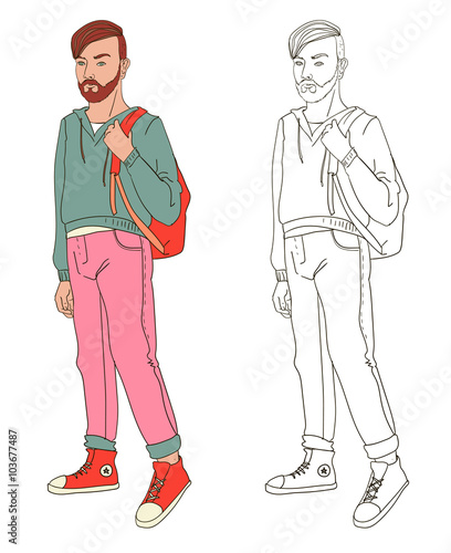 Line style illustration of young person