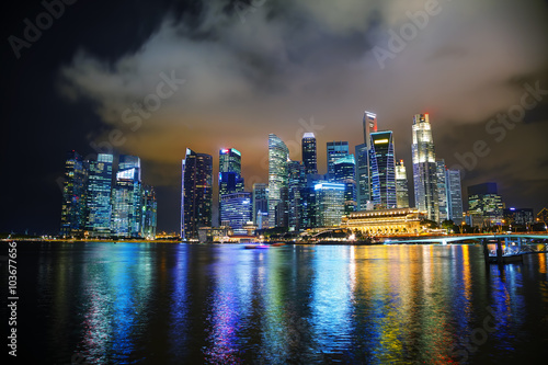 Obraz na płótnie Singapore financial district at the night w salonie
