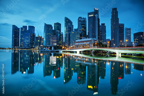Singapore financial district at the sunset © andreykr