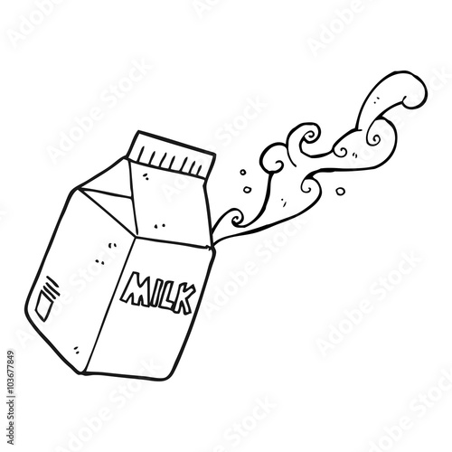 black and white cartoon milk carton