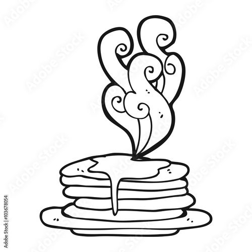 black and white cartoon stack of pancakes