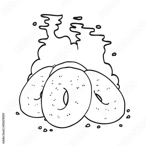 black and white cartoon bagels