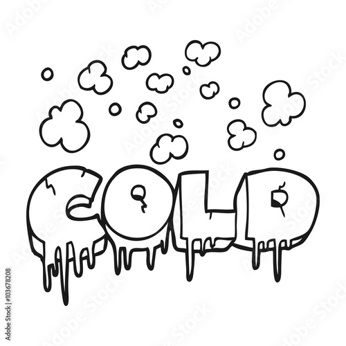 black and white cartoon cold text symbol