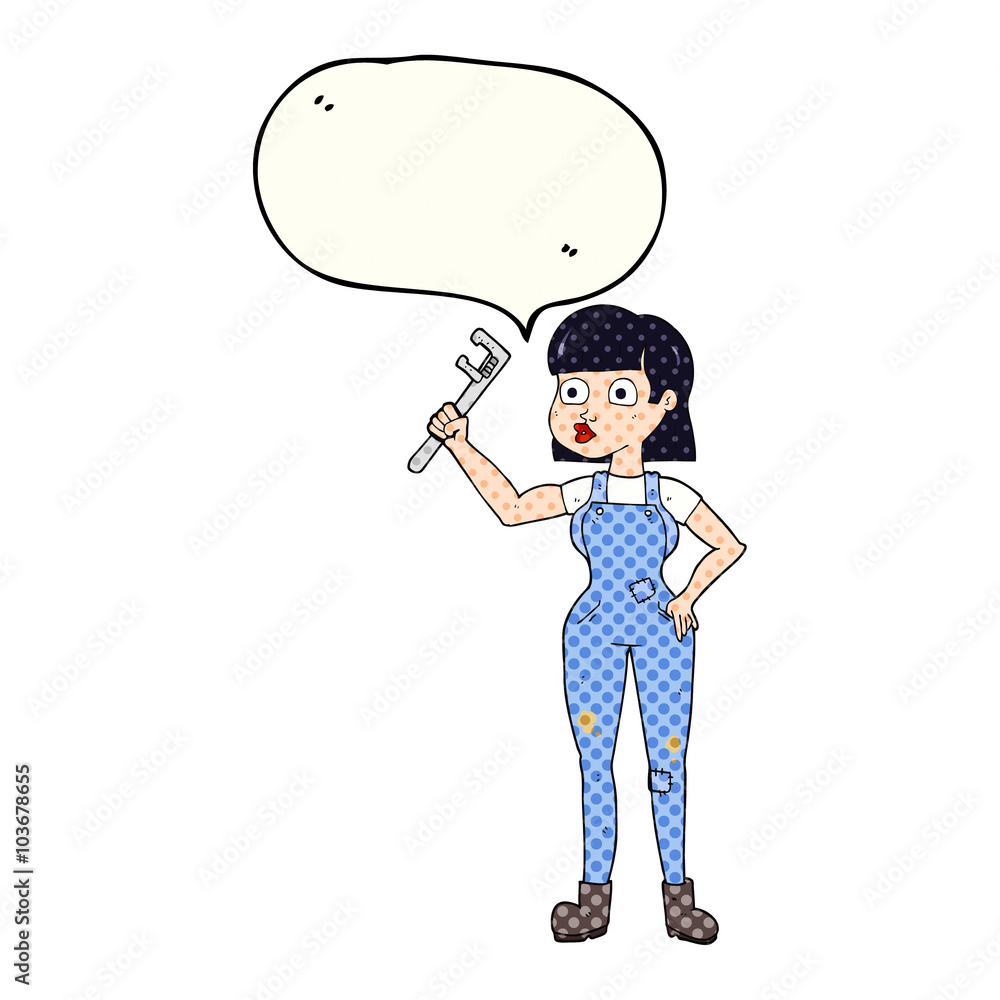 comic book speech bubble cartoon female plumber