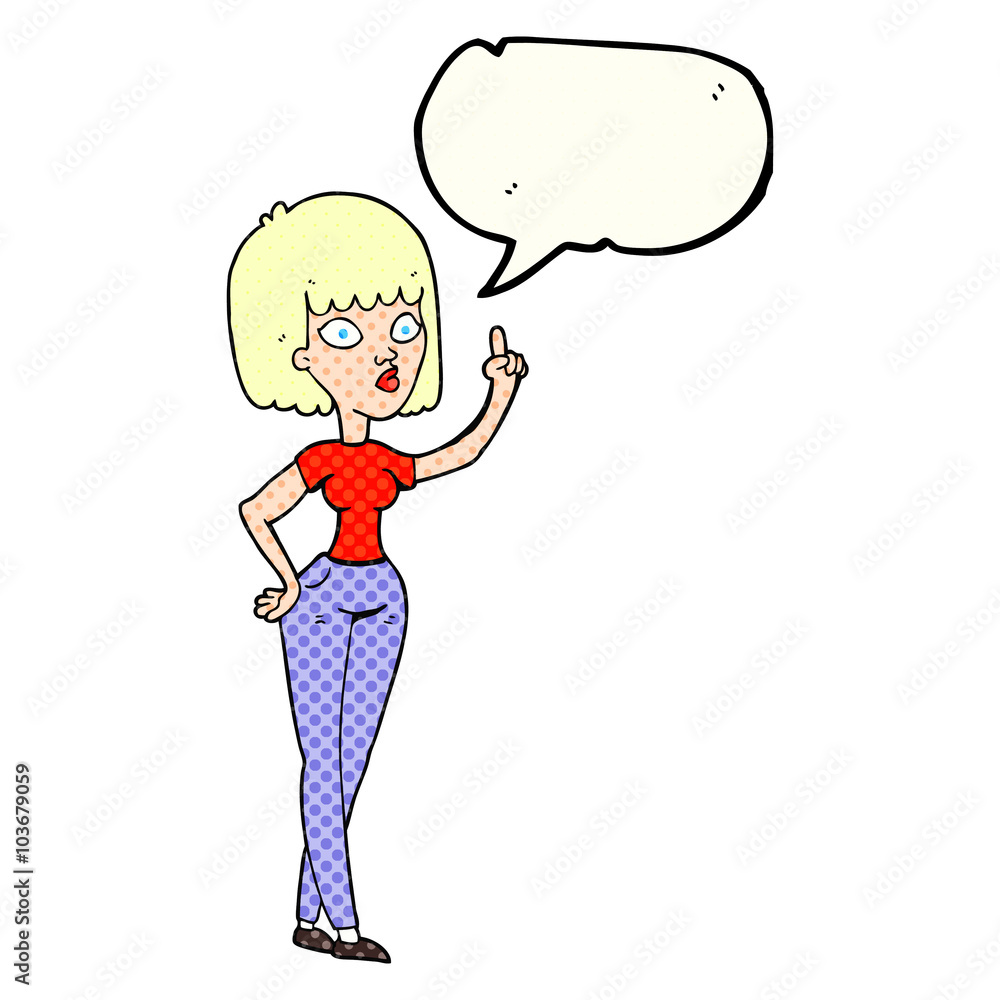 comic book speech bubble cartoon woman with idea comic book speech bubble cartoon woman with idea