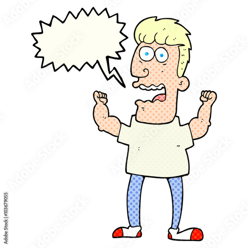 comic book speech bubble cartoon stressed man