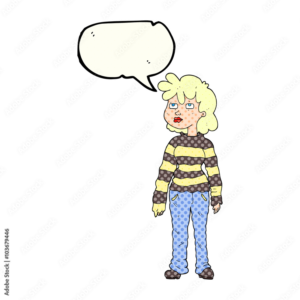 comic book speech bubble cartoon woman in casual clothes comic book speech bubble cartoon woman in casual clothes