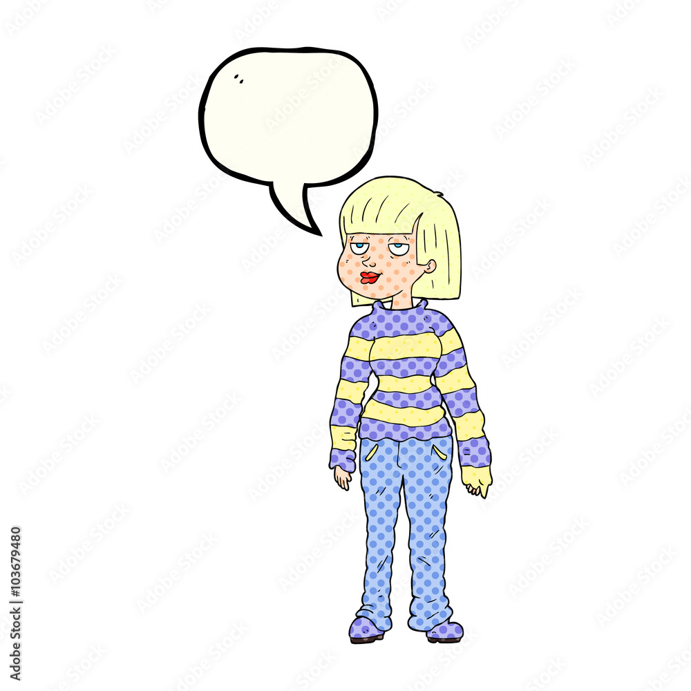 comic book speech bubble cartoon woman in casual clothes comic book speech bubble cartoon woman in casual clothes