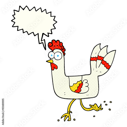 comic book speech bubble cartoon chicken running