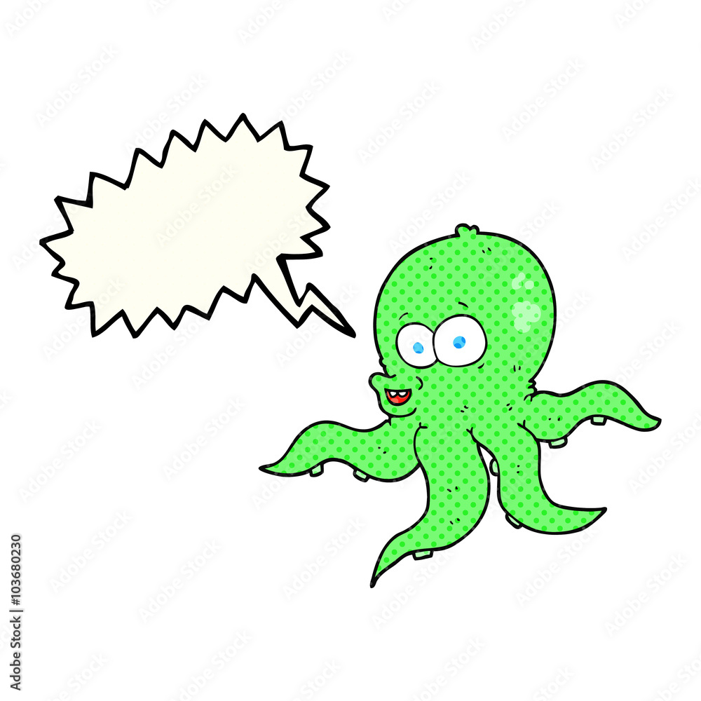 Obraz premium comic book speech bubble cartoon octopus