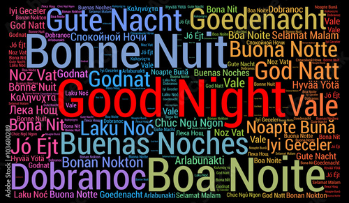 Good night word cloud in different languages