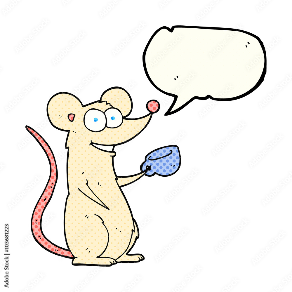 comic book speech bubble cartoon mouse with cup of tea comic book speech bubble cartoon mouse with cup of tea