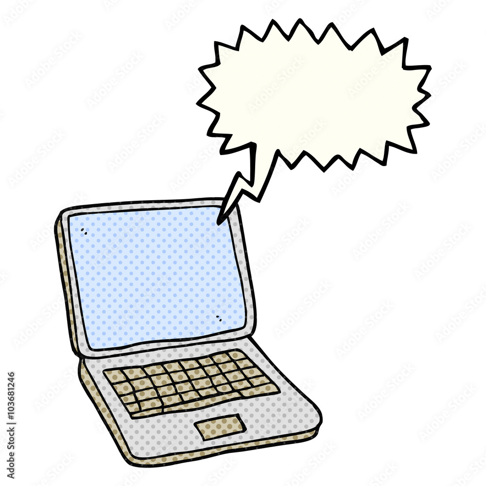 comic book speech bubble cartoon laptop computer comic book speech bubble cartoon laptop computer