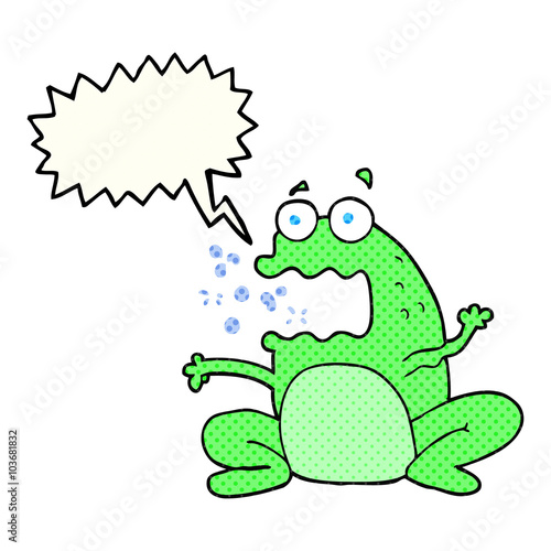 comic book speech bubble cartoon burping frog