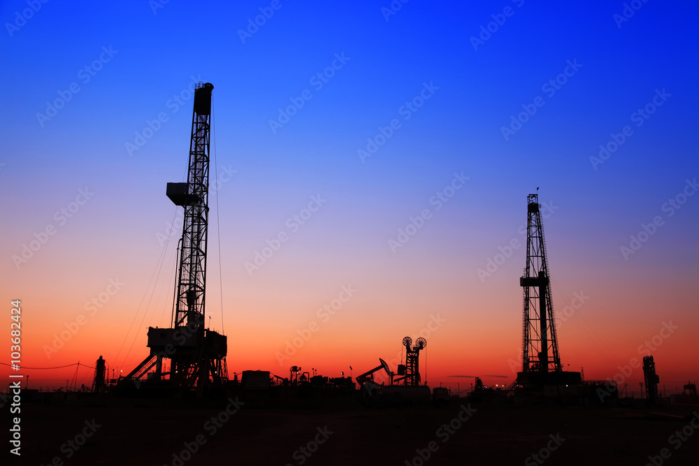 The silhouette of oilfield derrick The silhouette of oilfield derrick
