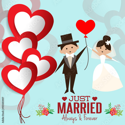 Illustration of lovely sweet couple wedding.