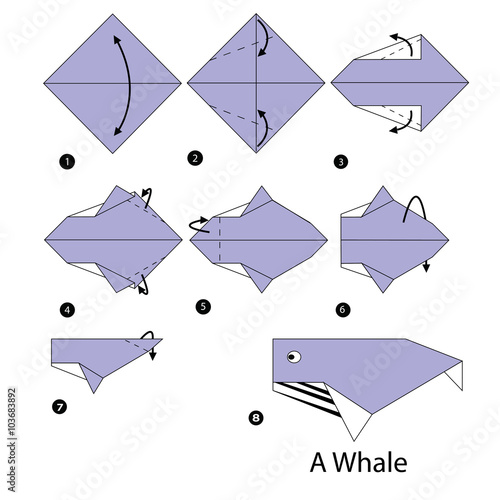 step by step instructions how to make origami whale.