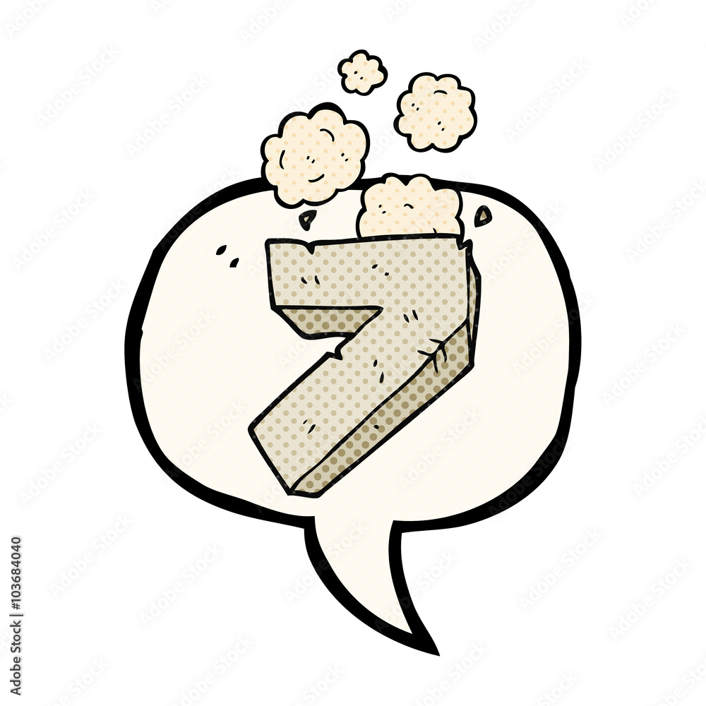 Fototapeta premium comic book speech bubble cartoon stone number seven