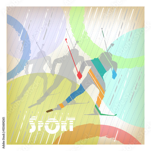 Sports background biathletes.