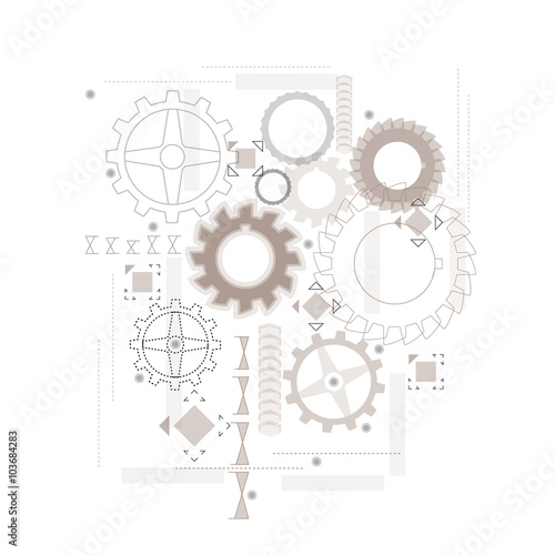 mechanical background with wheels and technological elements