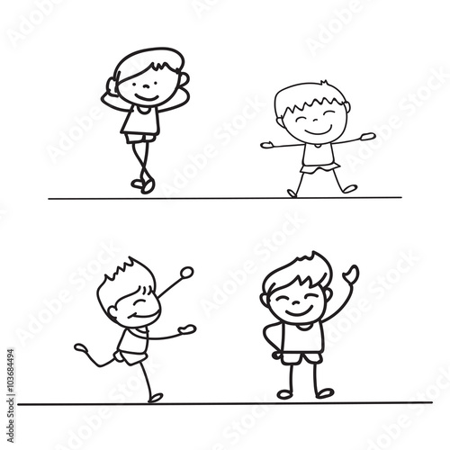 hand drawings cartoon happy kid