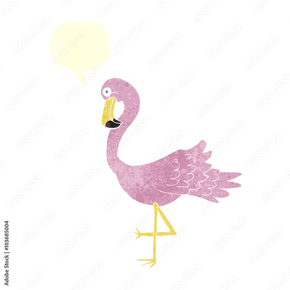 retro speech bubble cartoon flamingo retro speech bubble cartoon flamingo